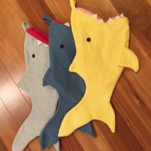 Set of 3 adorable custom shark hanging gift stockings (Christmas)